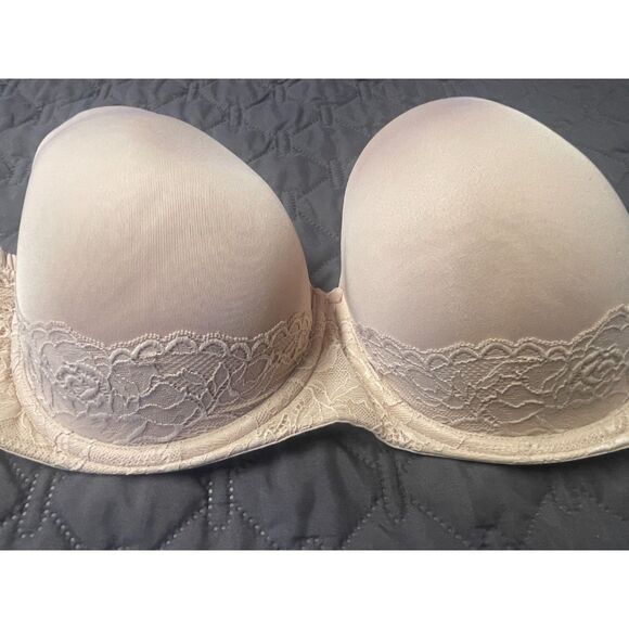 Torrid Curve Push-Up Strapless Bra- Plus Sz 42DD Beige Lace Padded Underwire Bra - Picture 3 of 13